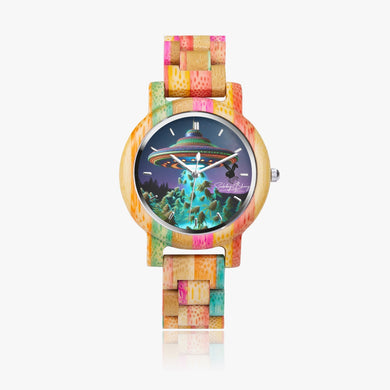 SBB Space ship. 882.Camouflage Wooden Watch - Green&Pink